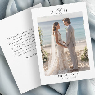 Elegant, ampersand, script font, 1 Photo Thank You Card