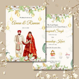 Elegant Anand Karaj invitation card
