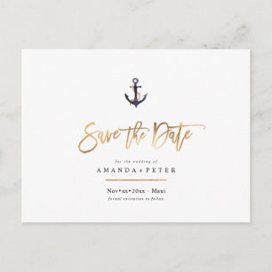 Elegant Anchor, Nautical Save the Date Postcard