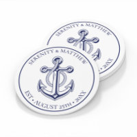 Elegant Anchor Sailor Navy Blue Nautical Wedding
