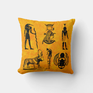 Elegant Ancient Egypt Hieroglyphs Symbols Cushion
