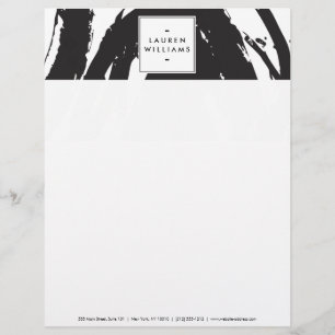 Elegant and Abstract Black and White Brushstrokes Customized Letterhead