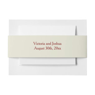 Elegant and Basic beige burgundy Invitation Belly Band