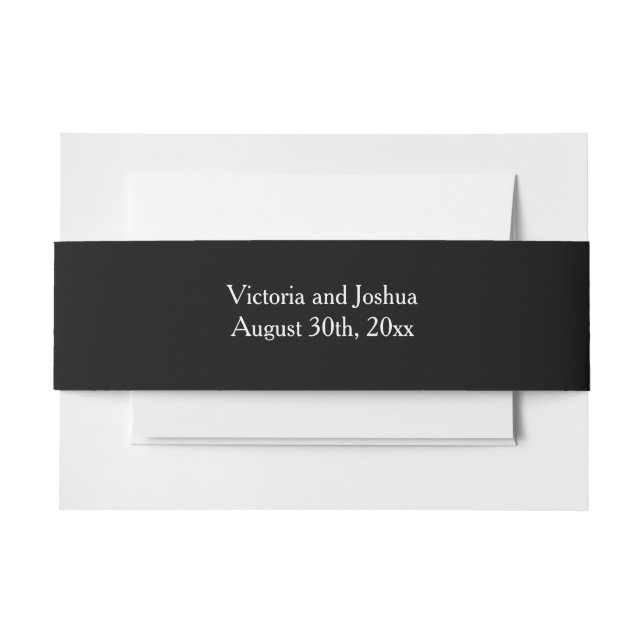 Elegant and Basic black and white Invitation Belly Band (Front Example)