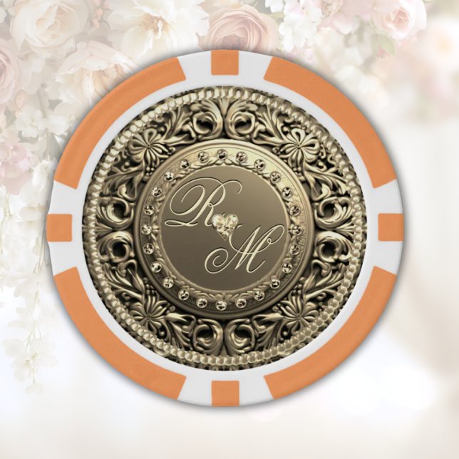 Elegant and Beautiful Monogram Poker Chips (Creator Uploaded)