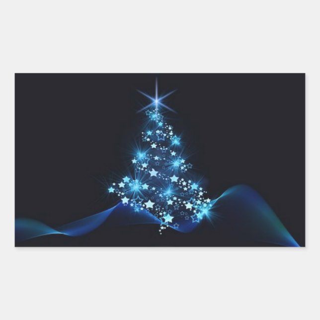 **ELEGANT AND BLUE TREE FOR** CHRISTMAS RECTANGULAR STICKER (Front)
