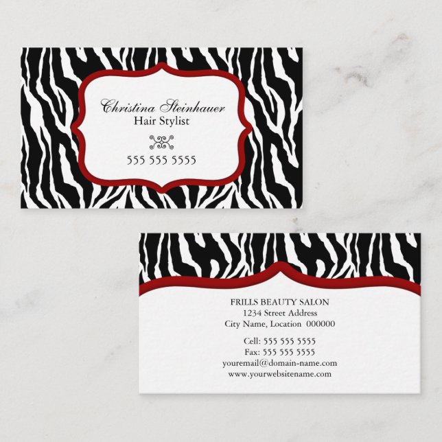 Elegant and Bold Zebra Print Business Card (Front/Back)