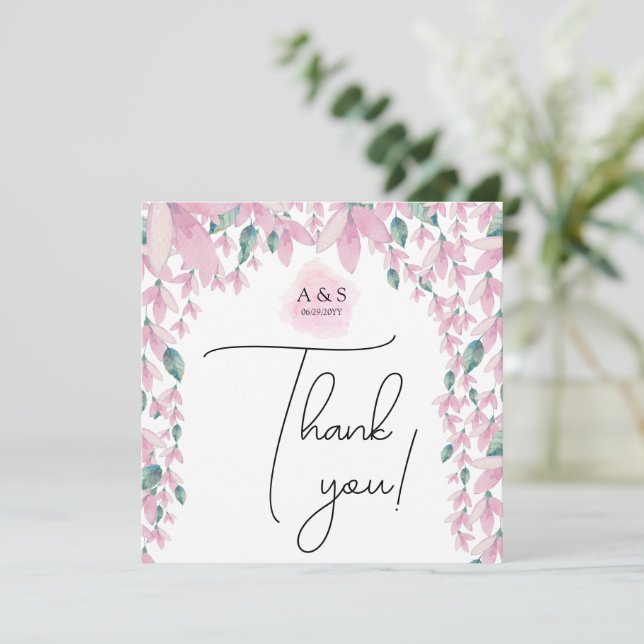 Elegant and Charming Wisteria Floral Thank You Card (Standing Front)