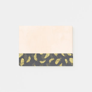 Elegant And Chic Black And Gold Feather Border Post-it Notes
