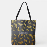 Elegant And Chic Black And Gold Feather Pattern