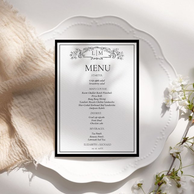 Elegant And Chic  couple shower Bridal Shower Menu (Creator Uploaded)