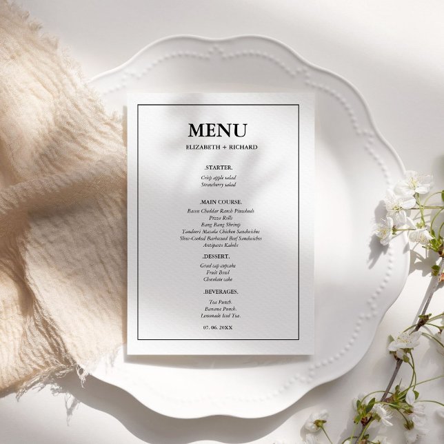 Elegant And Chic  couple shower Bridal Shower Menu (Creator Uploaded)