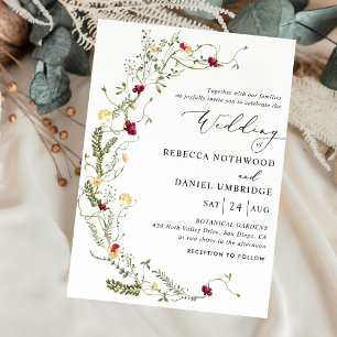 Elegant and Chic Delicate Flowers Wedding  Invitation
