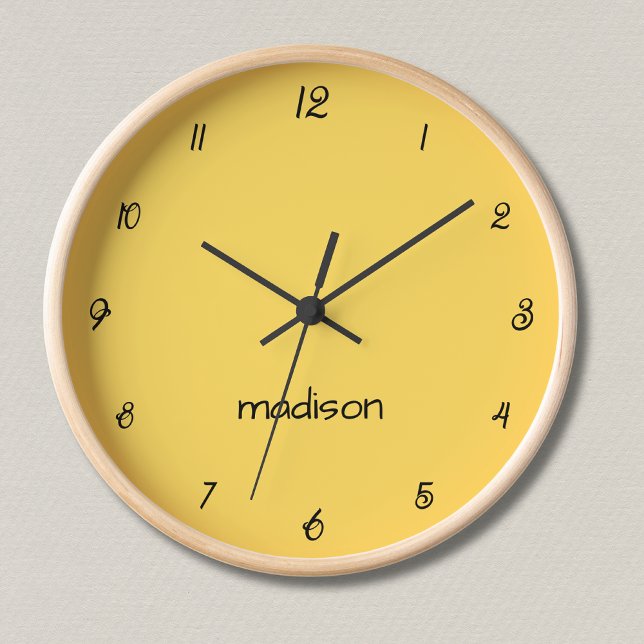 Elegant and Chic Mustard Yellow and Black Name  Clock (Creator Uploaded)