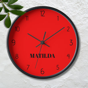 Elegant and Chic Red and Black Name  Clock