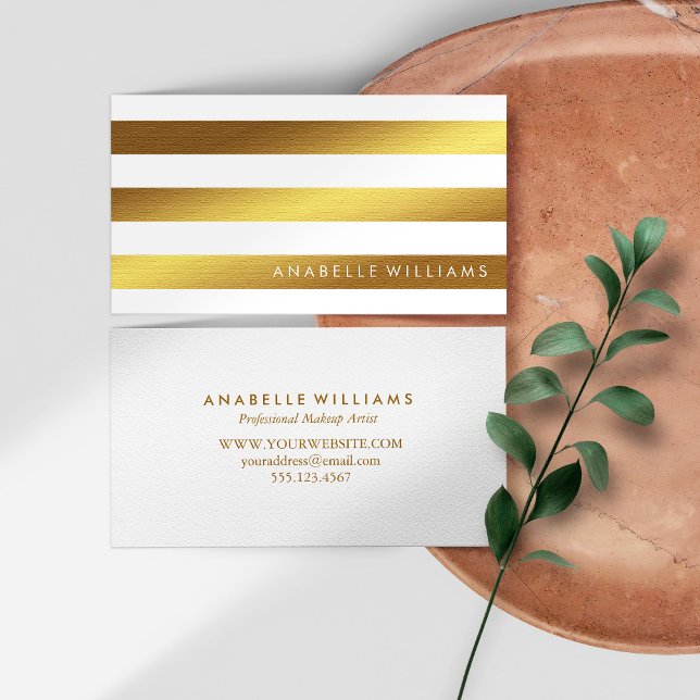 Elegant and Chic White Faux Gold Foil Business Card (Creator Uploaded)