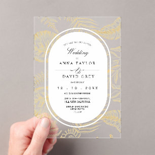 Elegant and Classic Flora Wedding  Acrylic Invitations