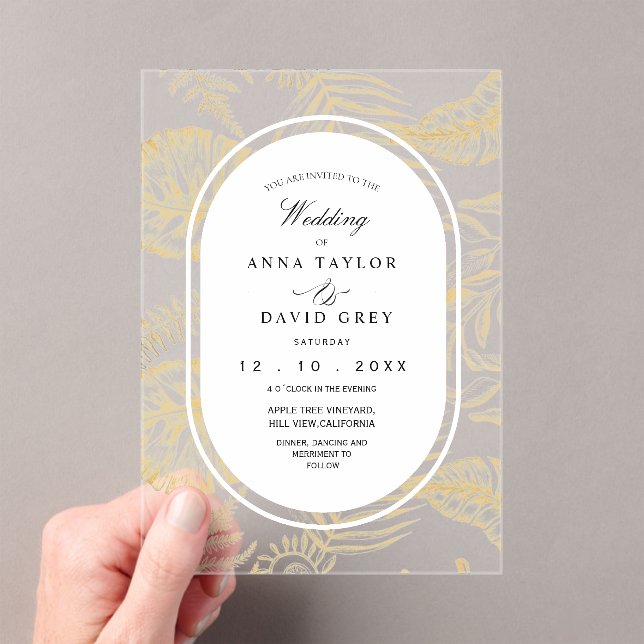 Elegant and Classic Flora Wedding  Acrylic Invitations (Insitu (Handheld))