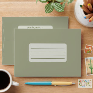 Elegant and Classic Green Gingham Holiday Envelope