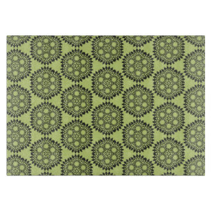 Elegant and classic lime green circular graphic cutting board
