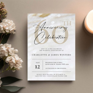Elegant and classic pearl texture 60th anniversary invitation