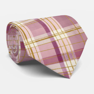 Elegant and classic Pink Plaid Gingham Pattern Tie