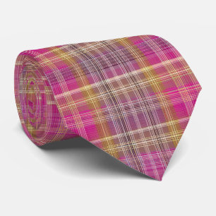 Elegant and classic Pink Plaid Gingham Pattern Tie