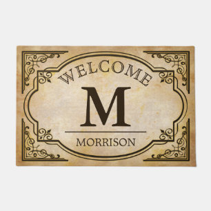 Elegant and Classic Vintage Look Monogram Initials Doormat