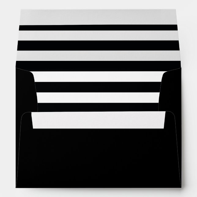 Elegant and Classy Black and White Stripes Envelope (Back (Bottom))