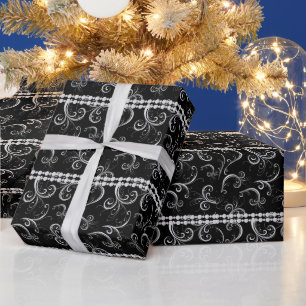 Elegant and Classy Damask with White Diamonds Wrap Wrapping Paper