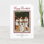 Elegant and Classy Faux Foil Photo Happy Hanukkah  Holiday Card<br><div class="desc">Elegant and classy styled white and faux red foil photo "Happy Hanukkah" design featuring a faux red frame on front for your photo and the greeting, "Happy Hanukkah" also in faux red foil with faux red foil and white diagonal stripes on back. The inside can be personalised with your unique...</div>