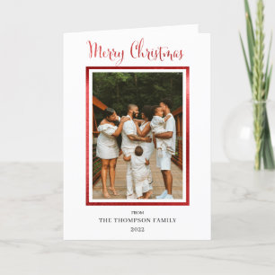 Elegant and Classy Faux Foil Photo Merry Christmas Holiday Card