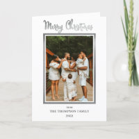 Elegant and Classy Faux Foil Photo Merry Christmas