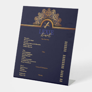 Elegant and Classy Hair Stylist Price List Pedestal Sign