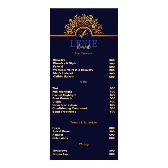 Elegant and Classy Hair Stylist  Rack Card (Front)