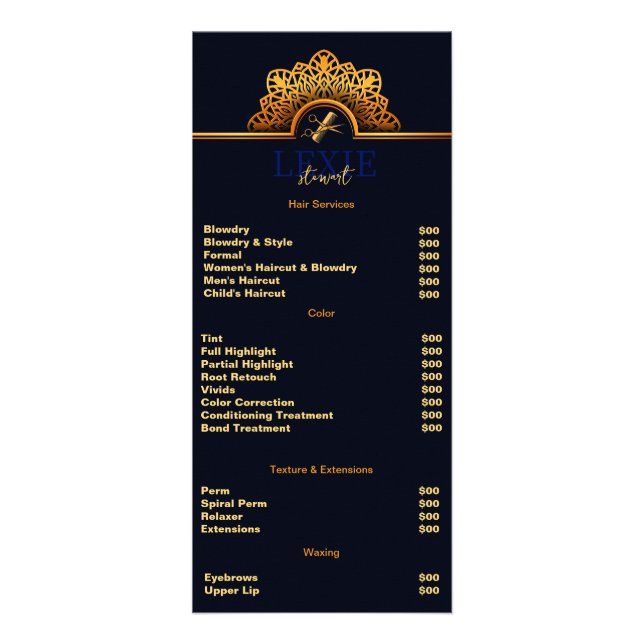 Elegant and Classy Hair Stylist  Rack Card (Front)