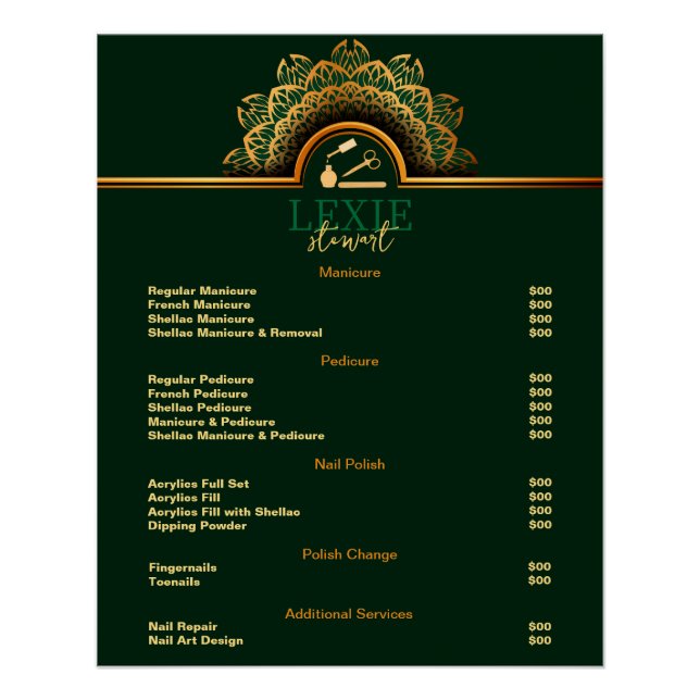 Elegant and Classy Nail Tech Price List Poster (Front)