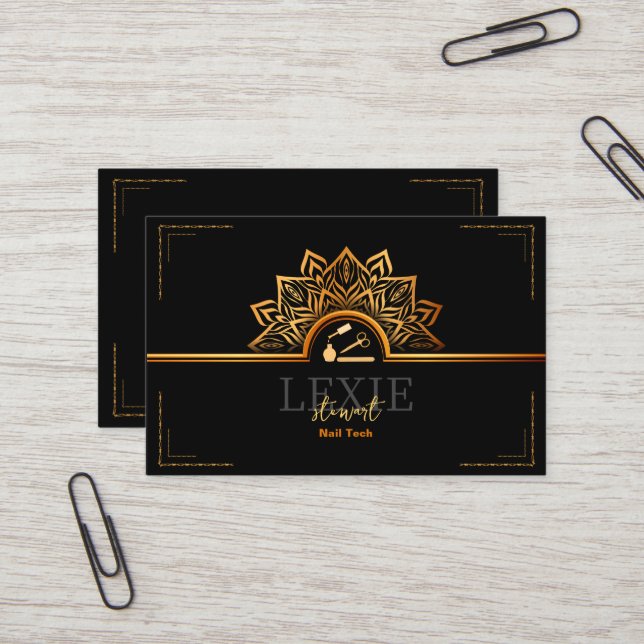 Elegant and Classy Nail Tech QR Code Business Card (Front/Back In Situ)