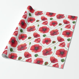 Elegant and Colourful Red Poppy Flowers  Wrapping Paper