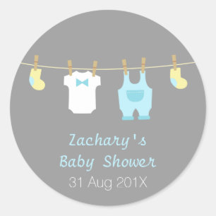 Elegant and Cute Baby Boy Clothes, Baby Shower Classic Round Sticker