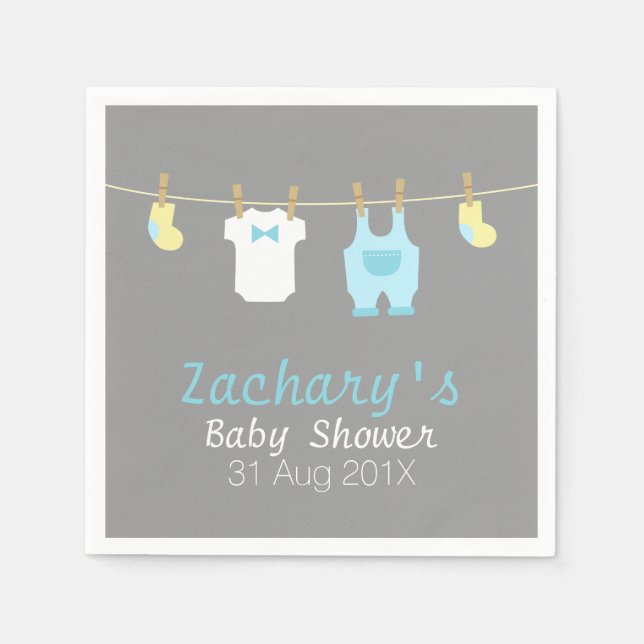 Elegant and Cute Baby Boy Clothes, Baby Shower Napkin (Front)