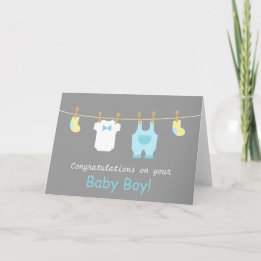 Elegant and Cute Baby Boy Clothes Card
