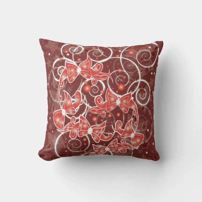 Elegant and Cute Christmas Bows and stars Cushion (Front)