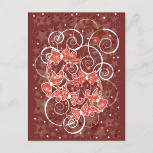 Elegant and Cute Christmas Bows and stars Holiday Postcard