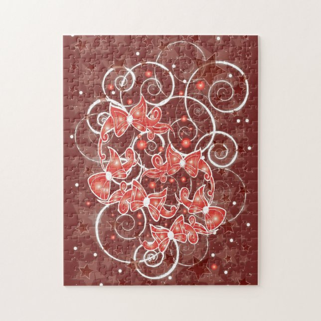 Elegant and Cute Christmas Bows and stars Jigsaw Puzzle (Vertical)