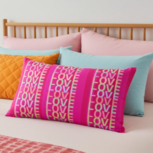 Elegant and Cute "LOVE" in Hot Pink and Red Decorative Cushion