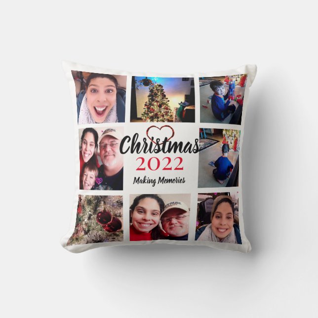 Elegant and Cute Photo Collage Throw Pillow (Front)