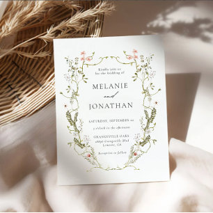 Elegant and Delicate Floral Wreath Wedding Invitation