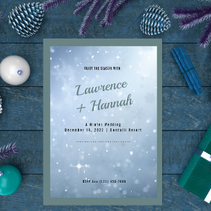 Elegant and Enchanting Ice Blue Winter Wedding Invitation