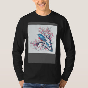 Elegant and Eye Catching Eastern Blue Bird on Blos T-Shirt